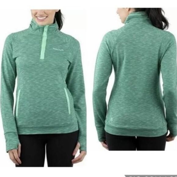 Avalanche Loma Heathered Green 1/4 Snap Pullover Sweater Size Medium - Picture 1 of 9